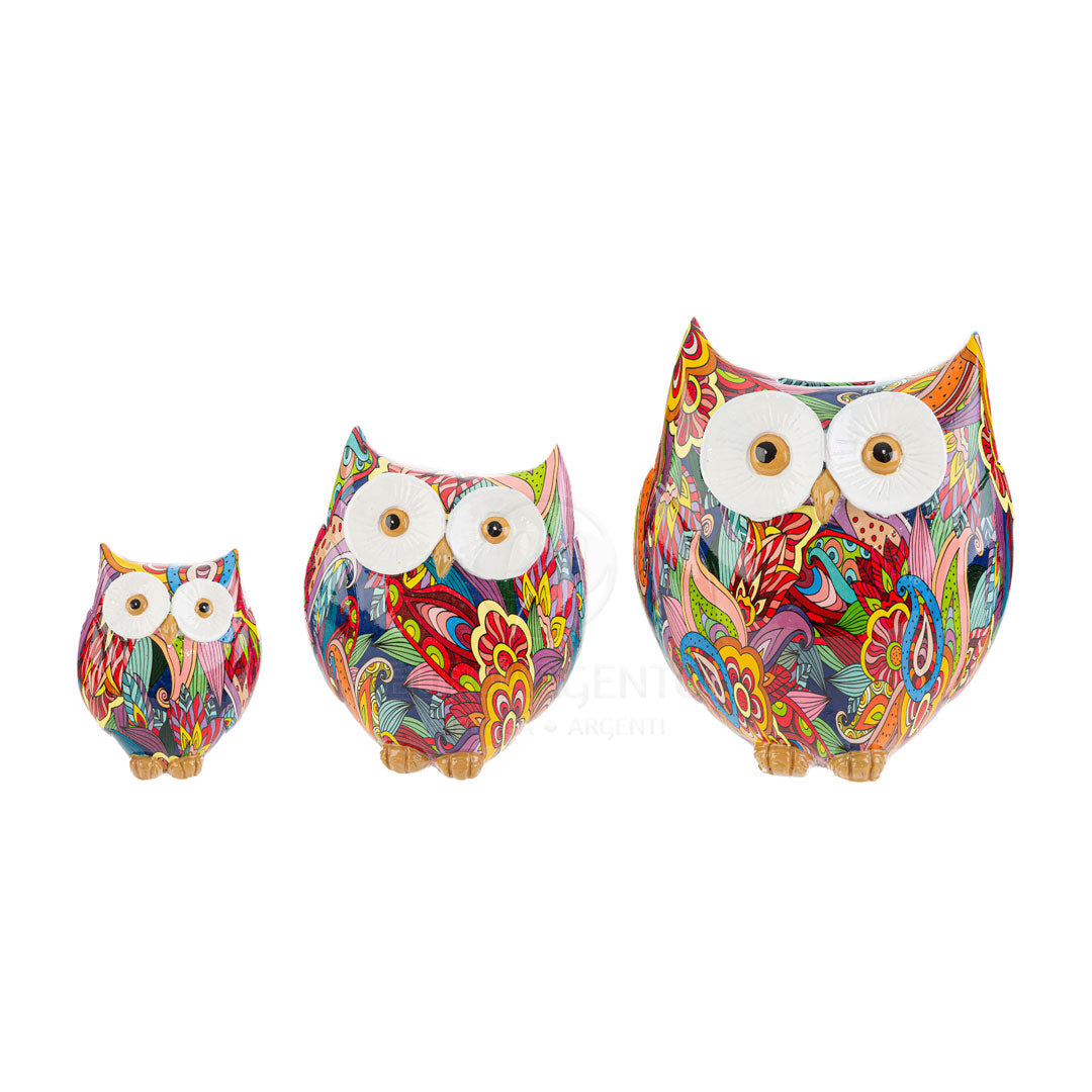 Gufo resina multicolor (medio)