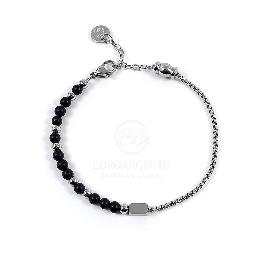 Bracciale uomo perle nere