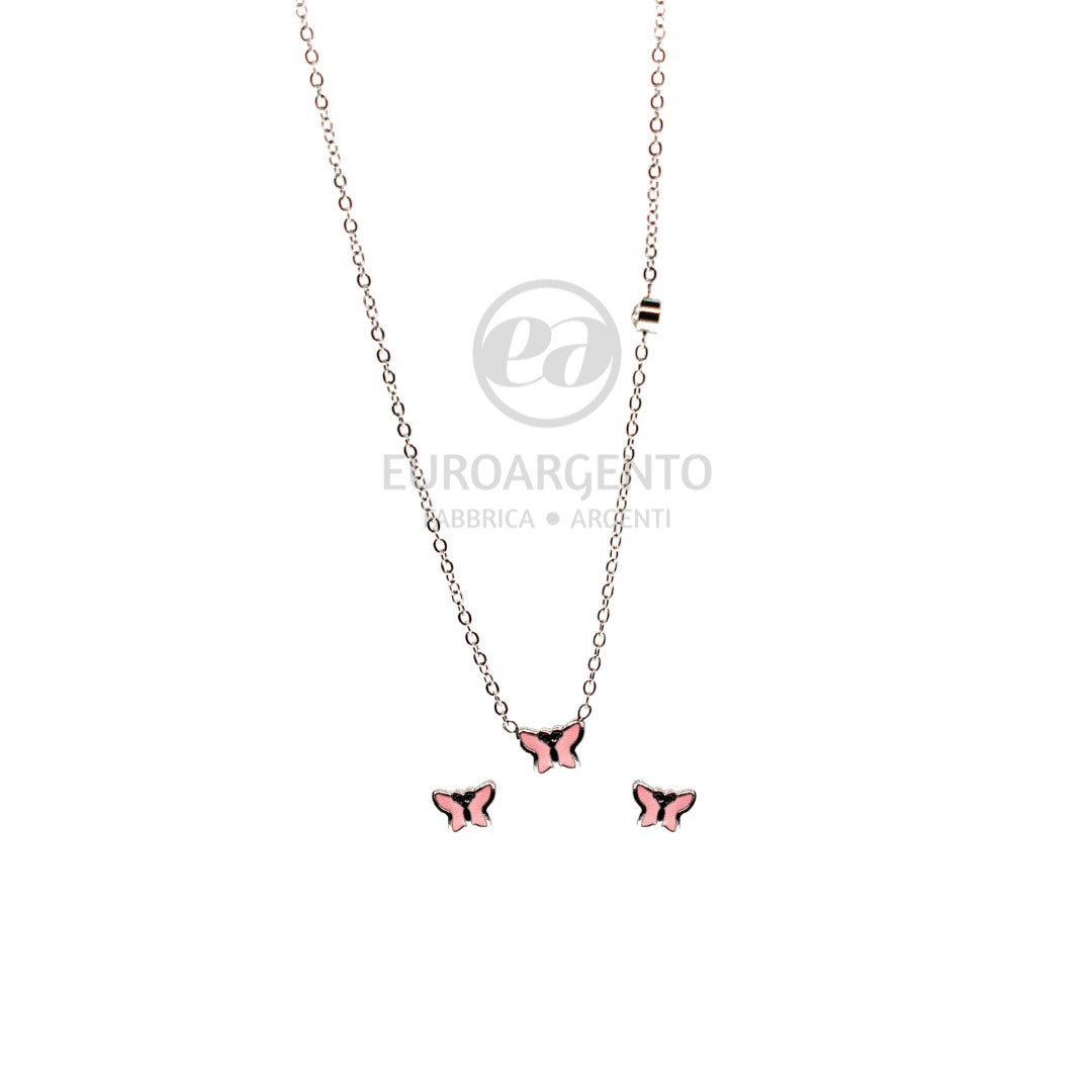 LINEA EUFORIA - Completo collana e orecchini FARFALLA ROSA- VARI COLORI
