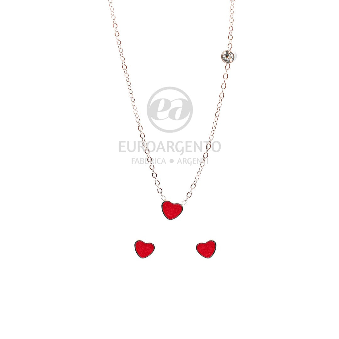 LINEA EUFORIA - Completo collana e orecchini CUORE ROSSO - VARI COLORI