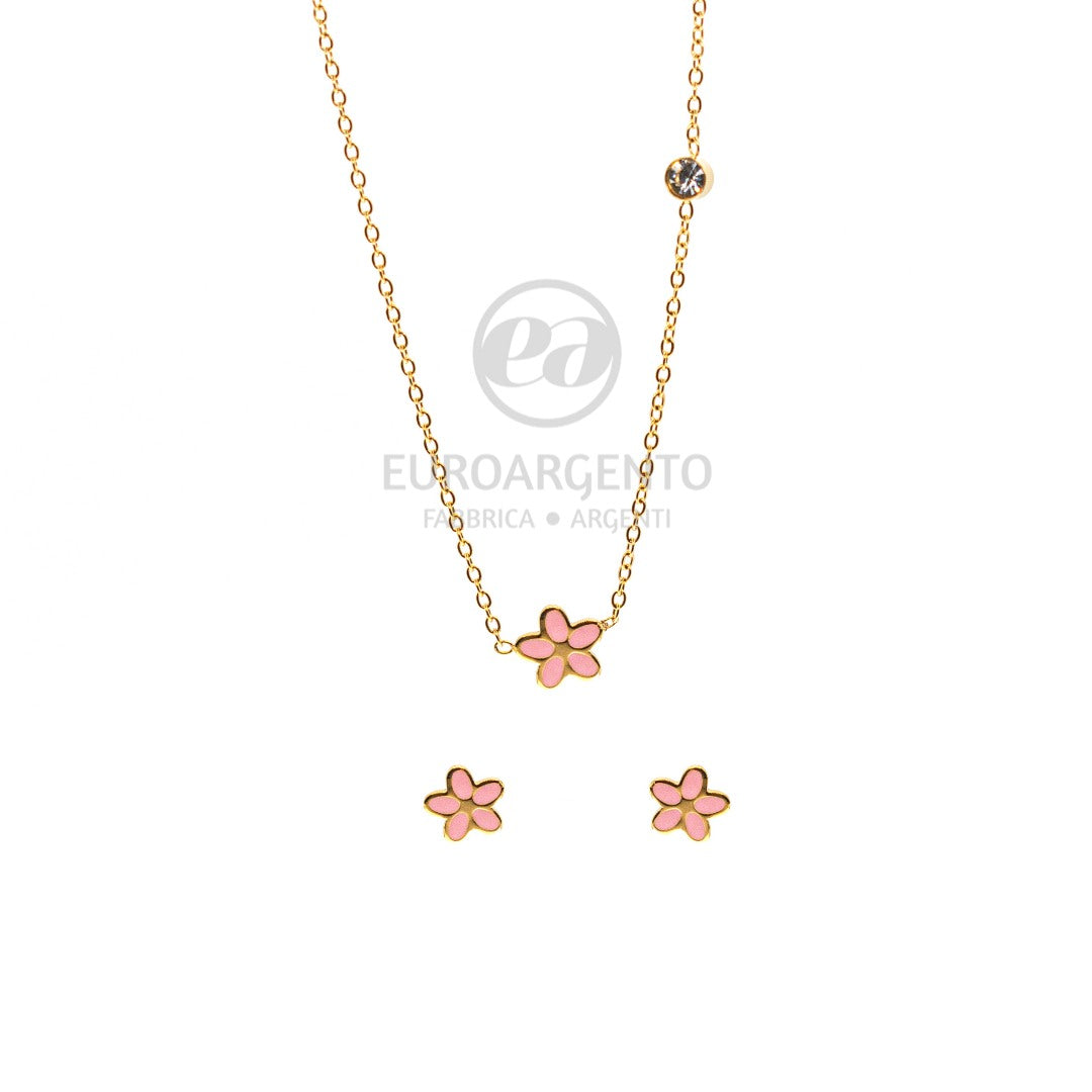 LINEA EUFORIA - Completo collana e orecchini MARGHERITA ROSA - VARI COLORI