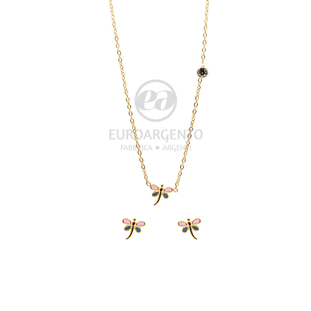 LINEA EUFORIA - Completo collana e orecchini LIBELLULA COLORATA - VARI COLORI