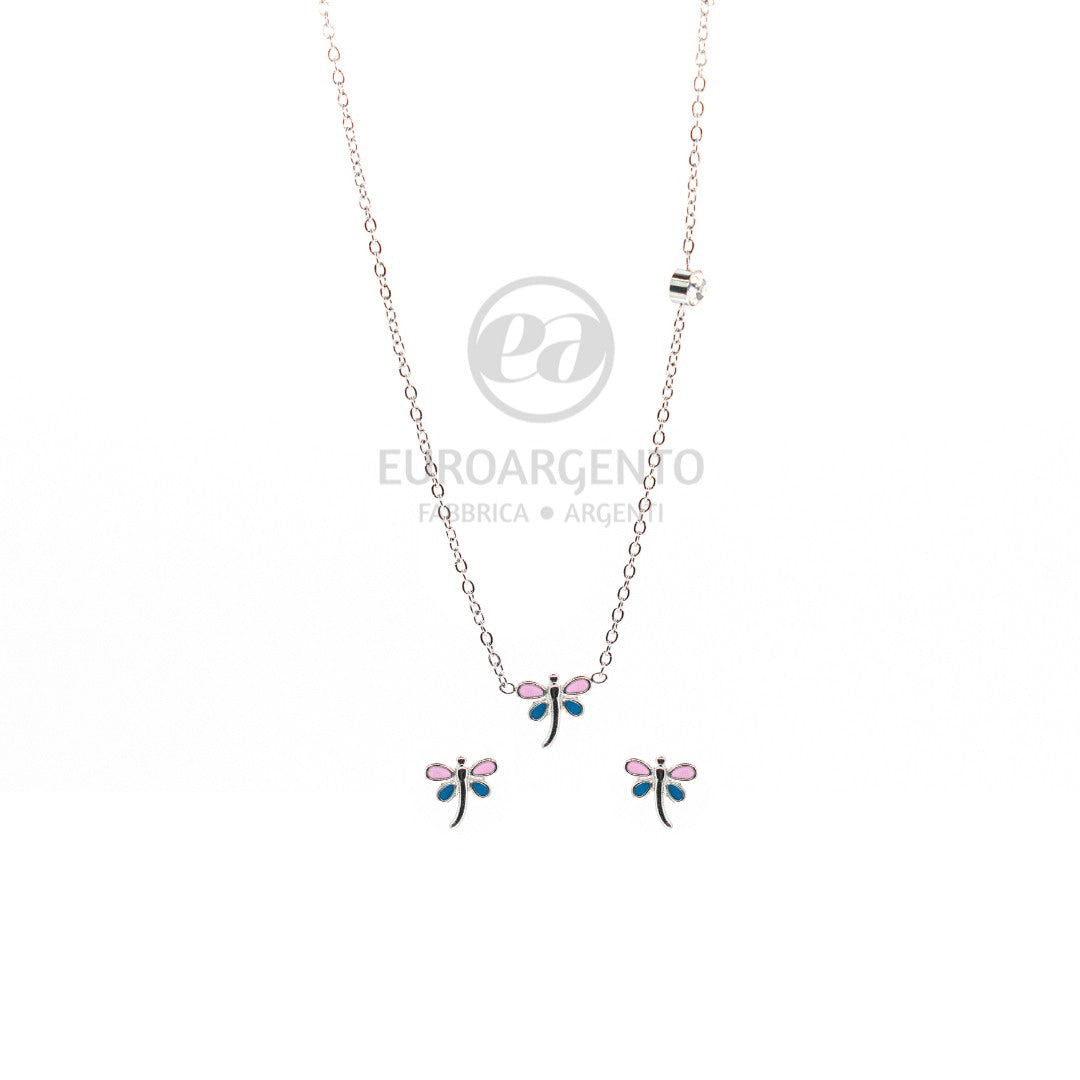 LINEA EUFORIA - Completo collana e orecchini LIBELLULA COLORATA - VARI COLORI