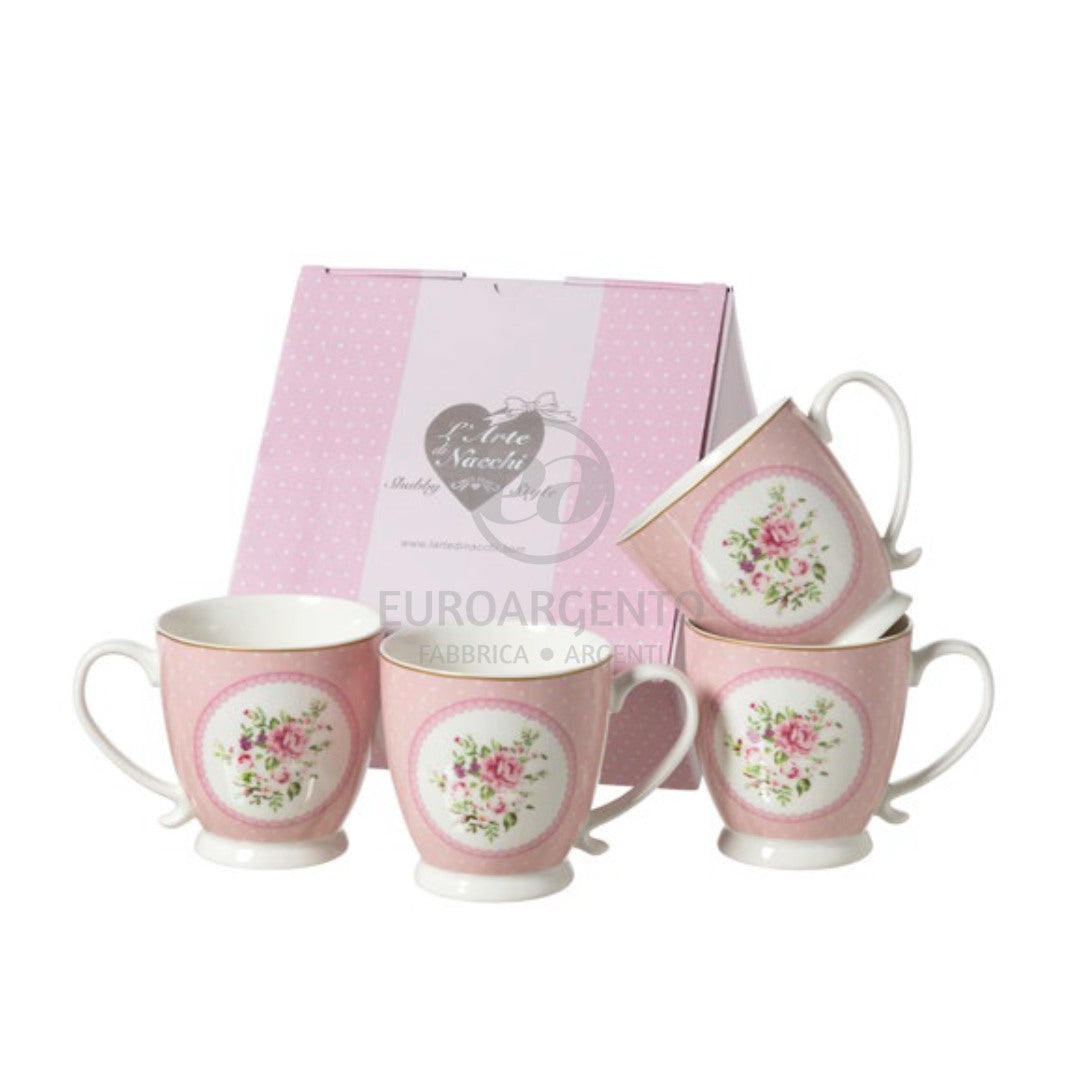 Set 4 Mug c/fiorellini e pois