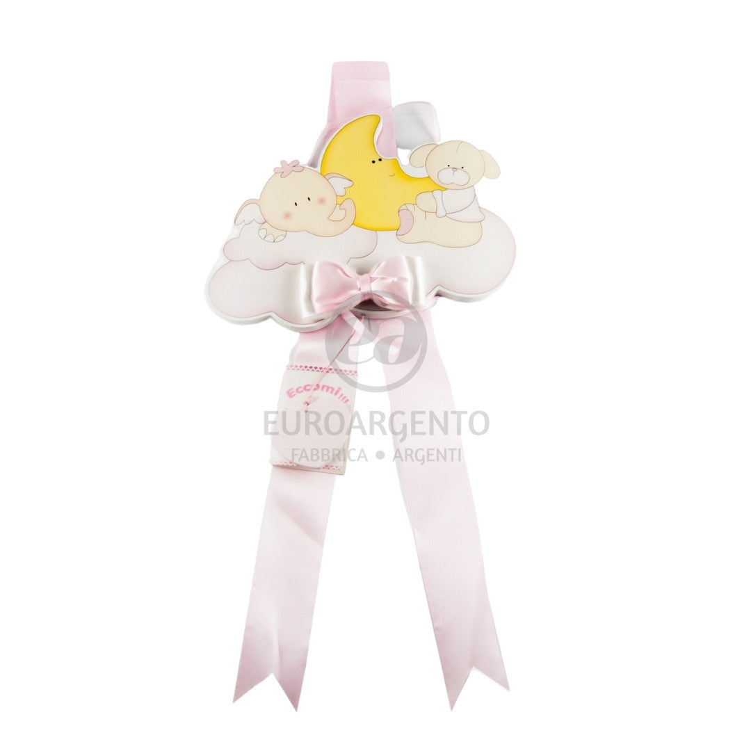 Coccarda con bimbo, elefantino e orsetto (rosa)