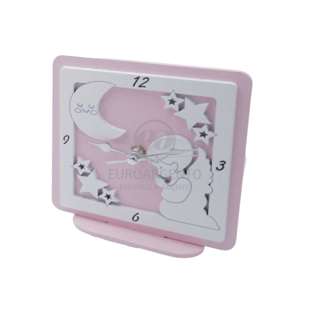 Orologio da tavolo con angioletto 12x12 (rosa)