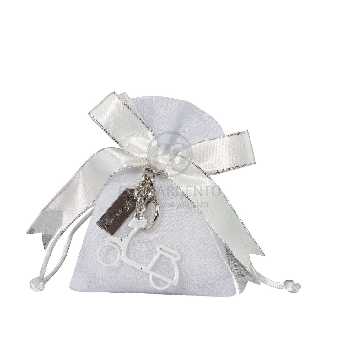 Sacchettino porta confetti con charm vespa (bianco)