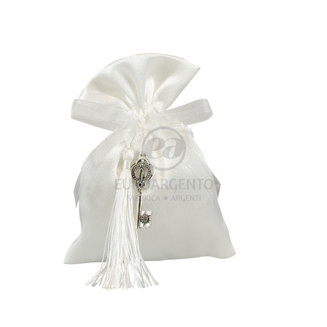 Sacchettino porta confetti con chiavetta (bianco)