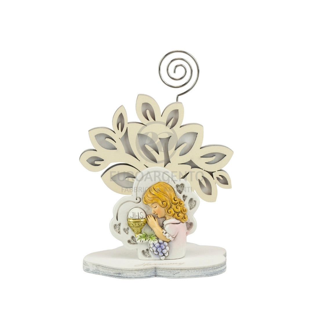 Albero della vita segnaposto o porta foto con cuore bimba comunione (crema/bianco)