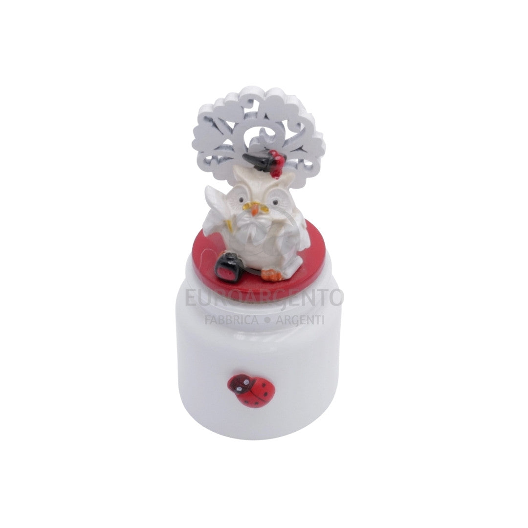 Portaconfetti con gufo e albero della vita (rosso)