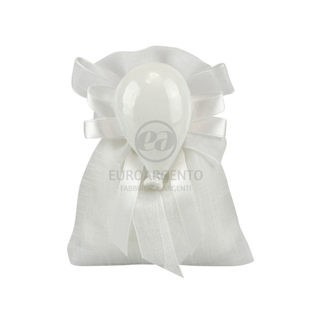 Sacchettino porta confetti con magnete palloncino (bianco)
