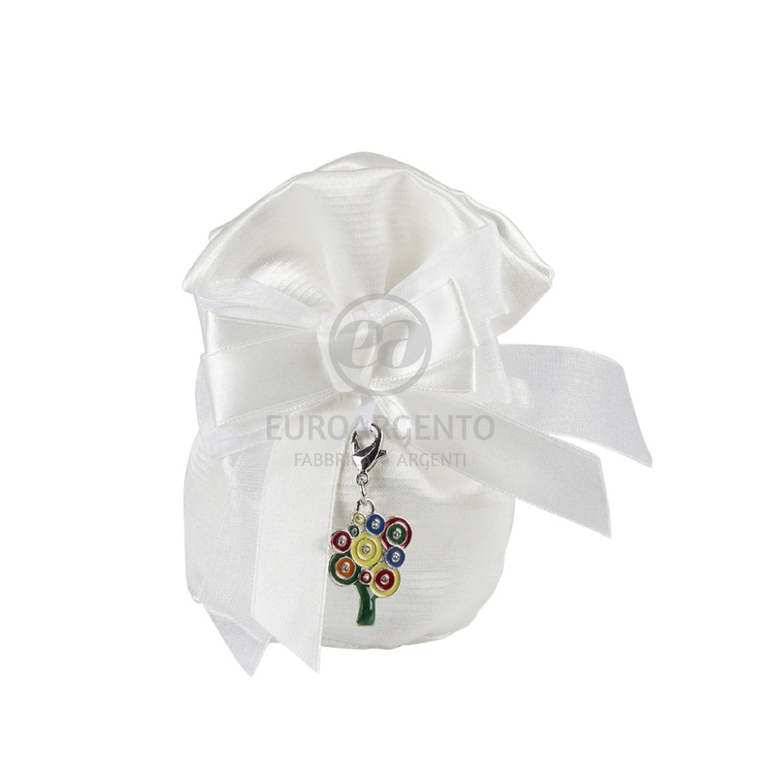 Sacchettino pochette porta confetti con charm albero della vita (colorato)