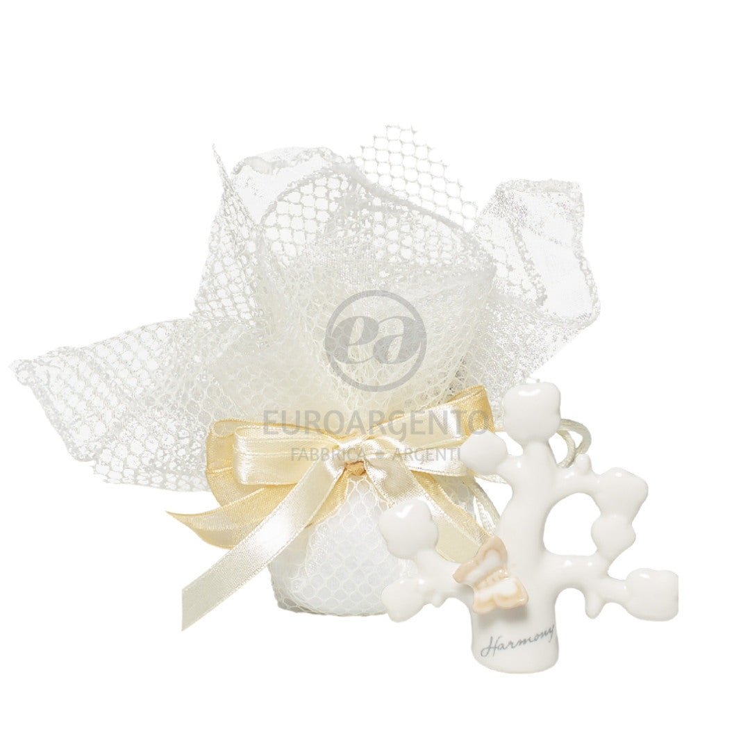 Fazzoletto porta confetti con albero della vita (crema)