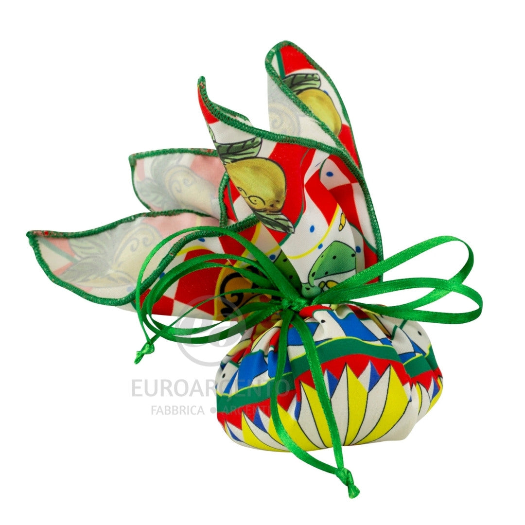 Fazzolettino porta confetti con tiranti e decorazione siciliana