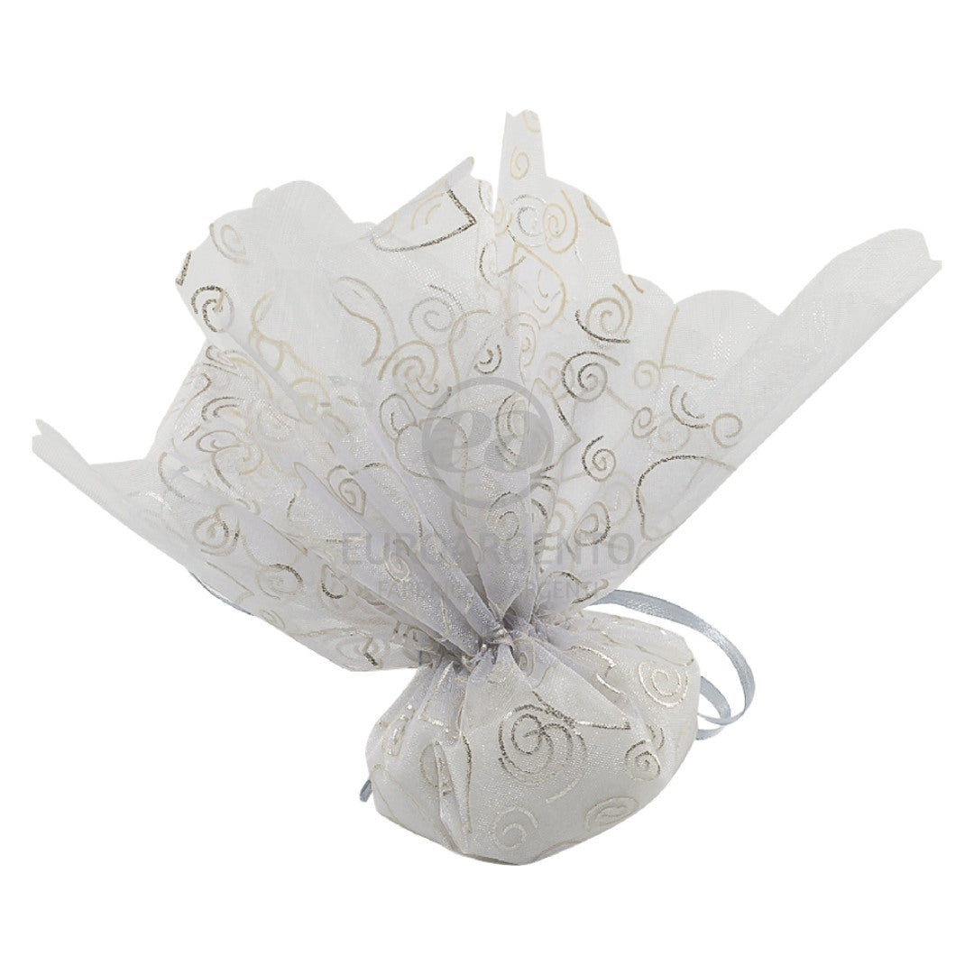 Fazzolettino porta confetti con tiranti (silver glitter)