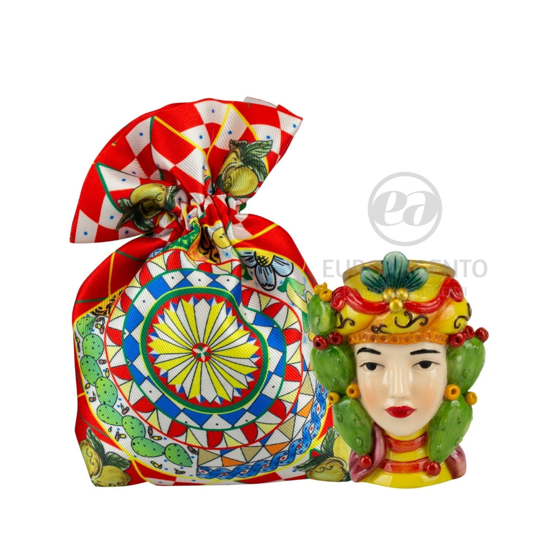 Sacchettino porta confetti con magnete testa di moro Queen fichi d'india