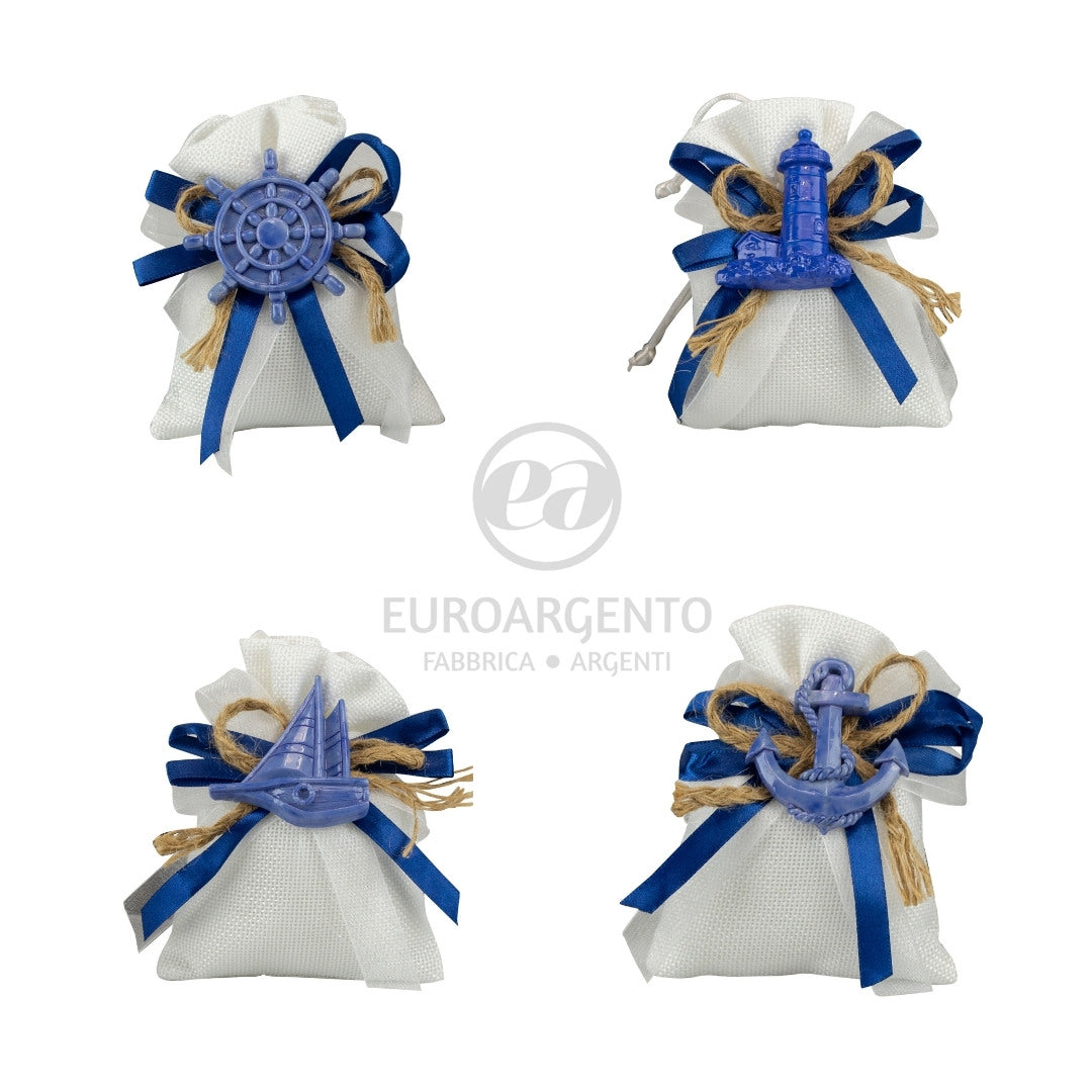 Tema marino - Sacchettino porta confetti con magnete (bianco)