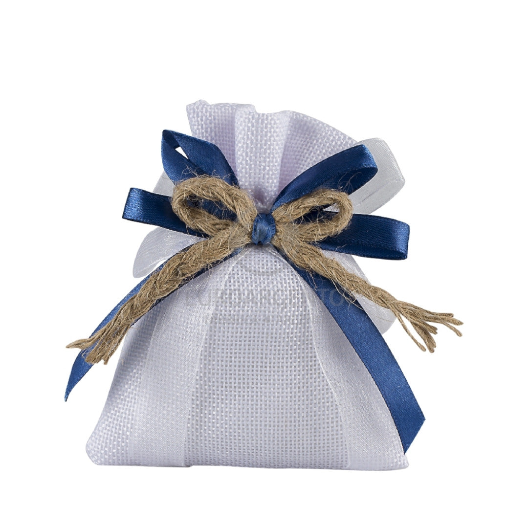 Tema marino - Sacchettino porta confetti con tiranti (bianco)