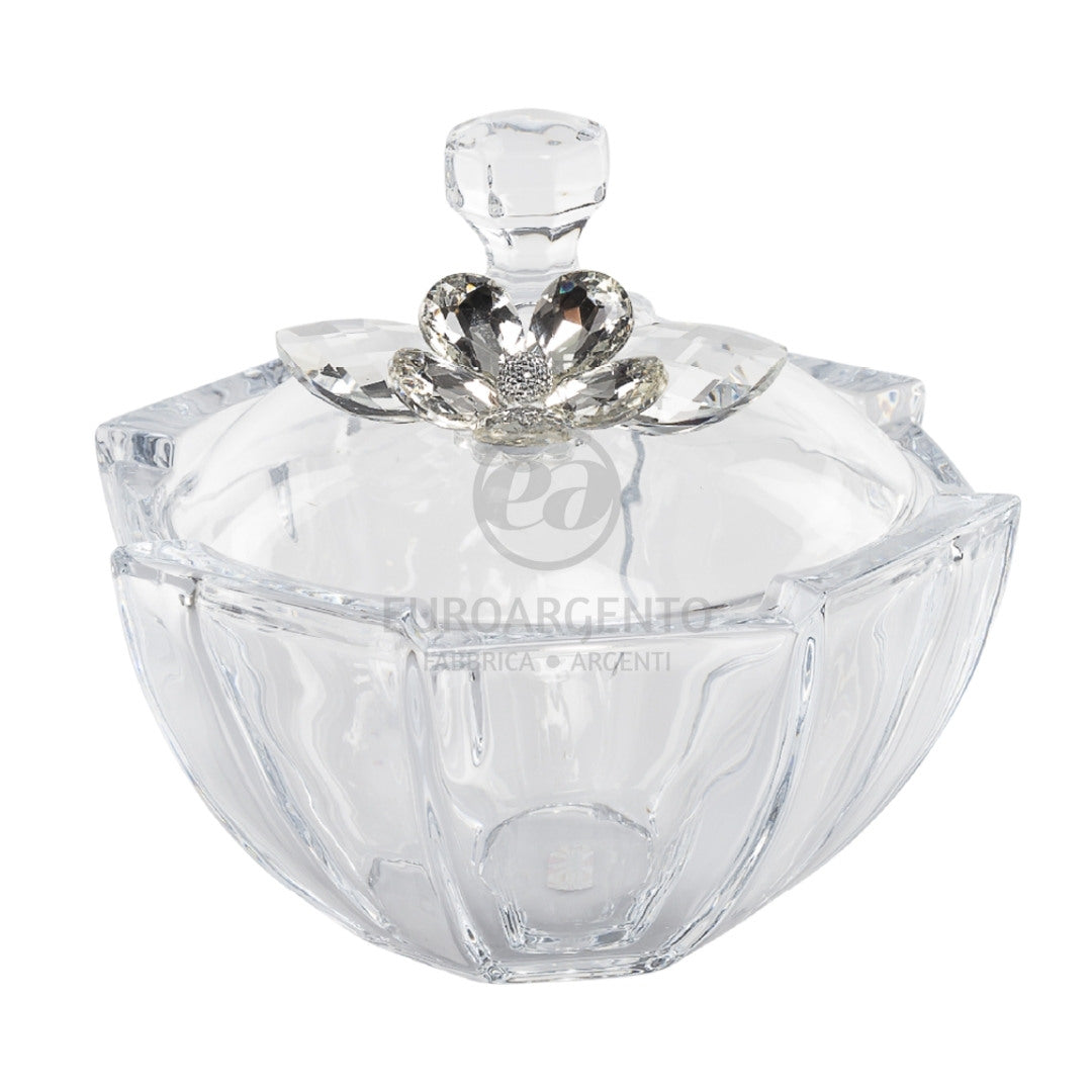 Scatola ottagonale vetro con fiore (grande)