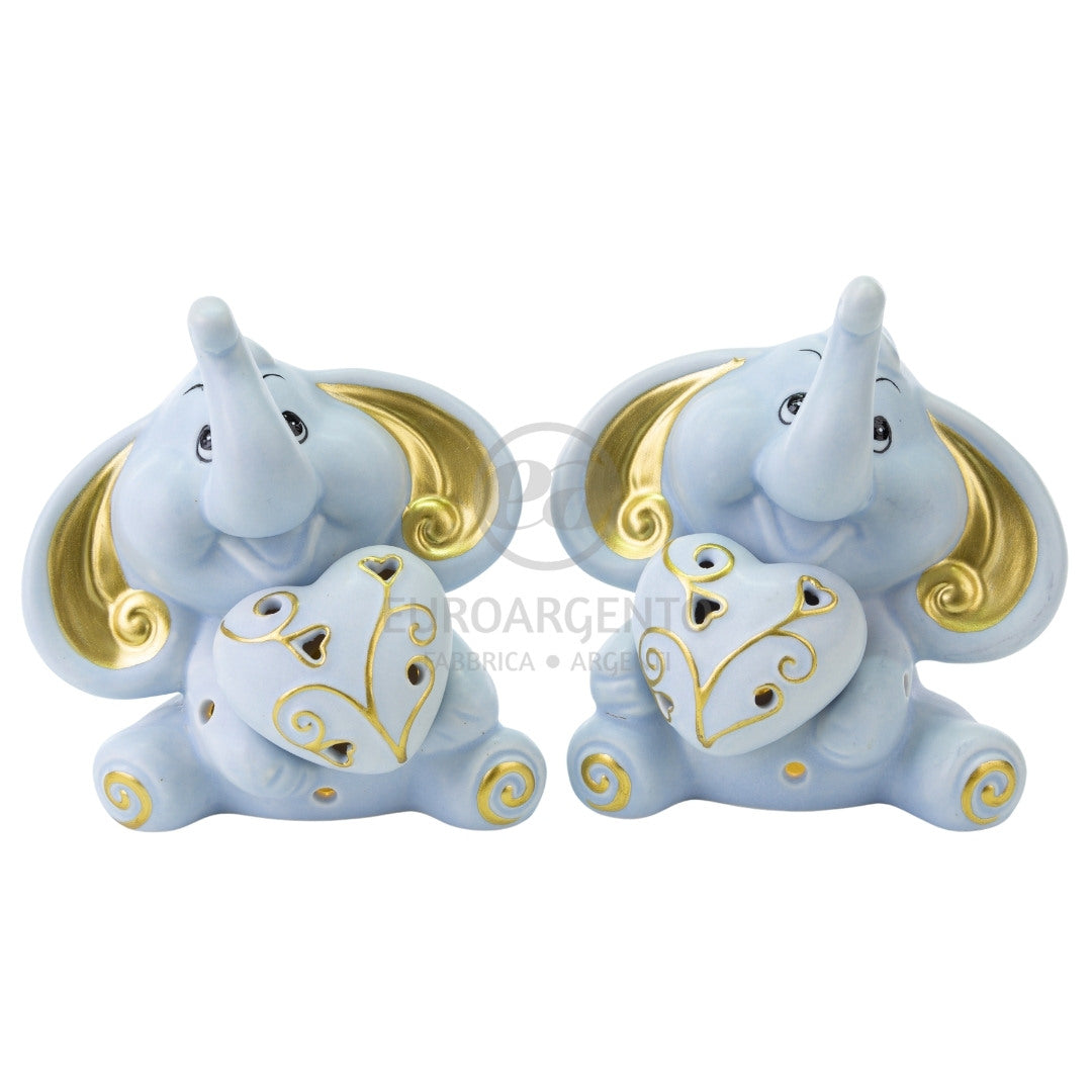 Elefantino con led (celeste e oro)