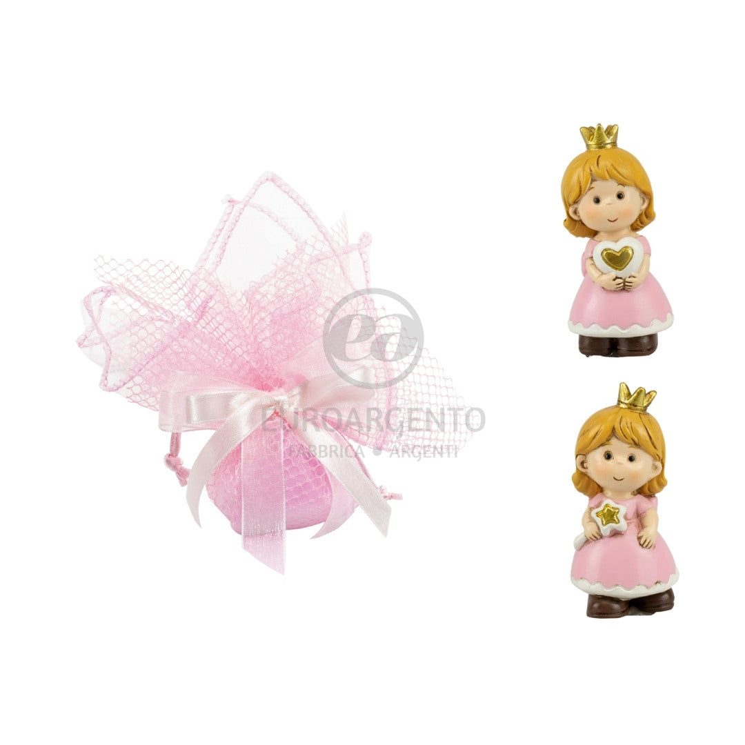 Fazzoletto porta confetti con principessa (rosa)