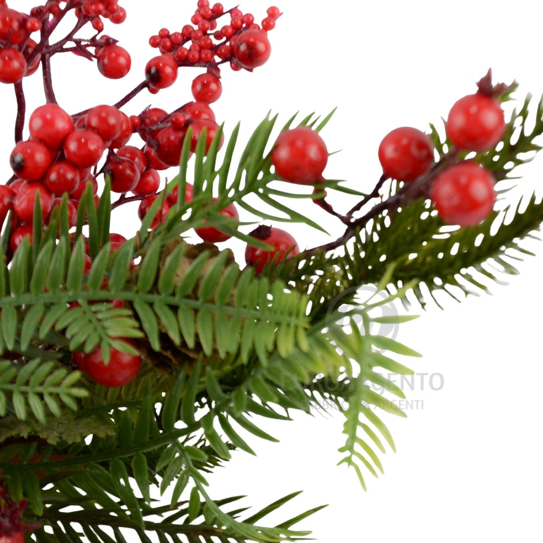 Stelo di rami di bacche e pigne artificiale