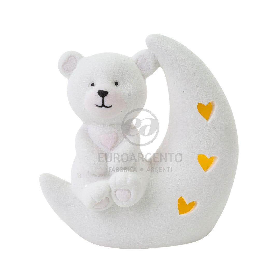 Orsetto cuore luna con led (rosa)