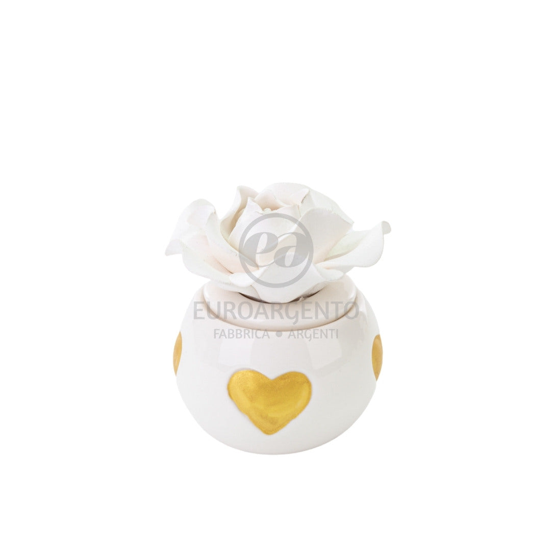 Profumatore con fiore e cuori oro (piccolo)