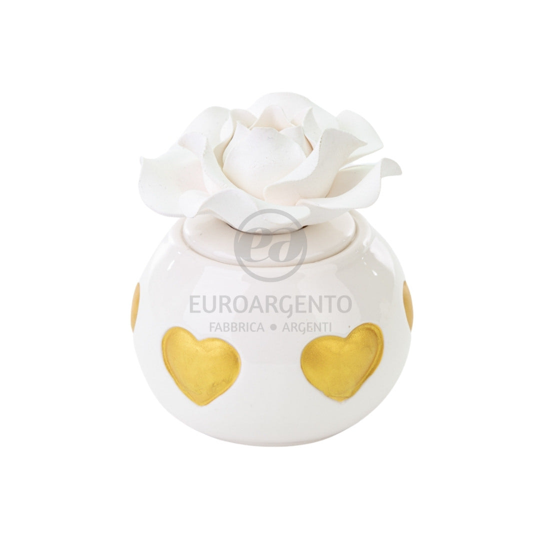 Profumatore con fiore e cuori oro (grande)