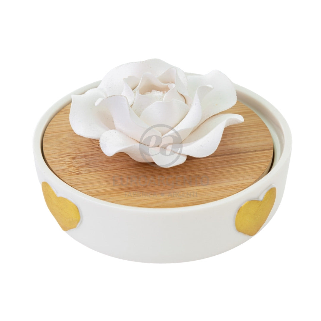 Profumatore con fiore e cuori oro (grande)