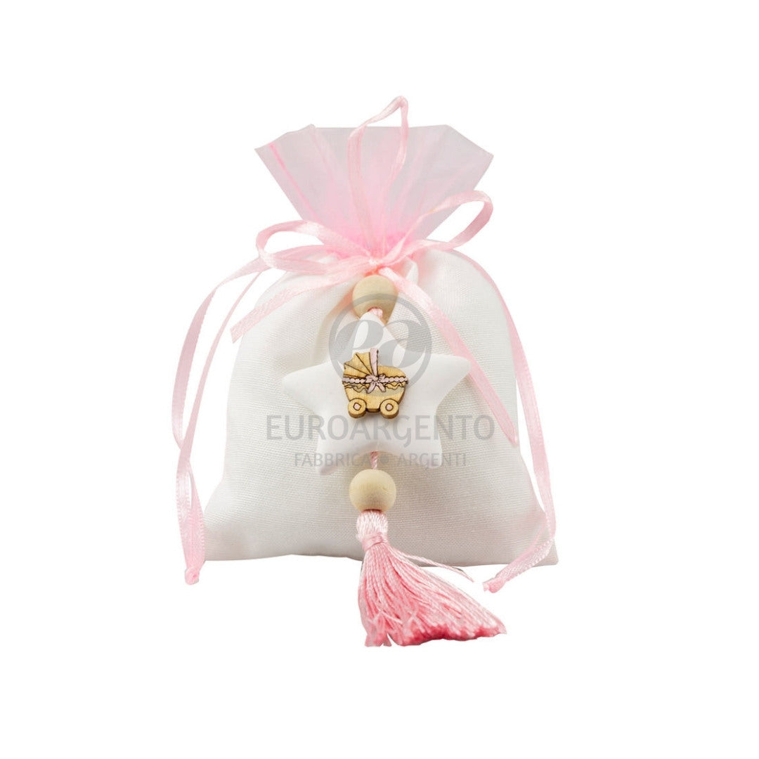 Sacchettino con stella e biberon (bianco/rosa)