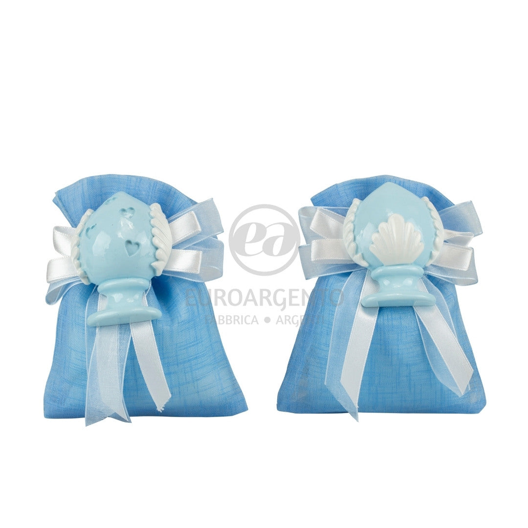 Sacchettino porta confetti con magnete pumo (celeste)