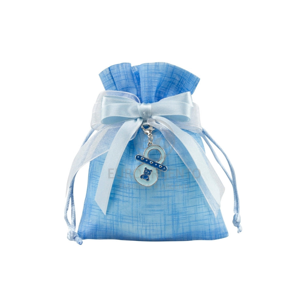 Sacchettino con charm ciuccio (celeste)