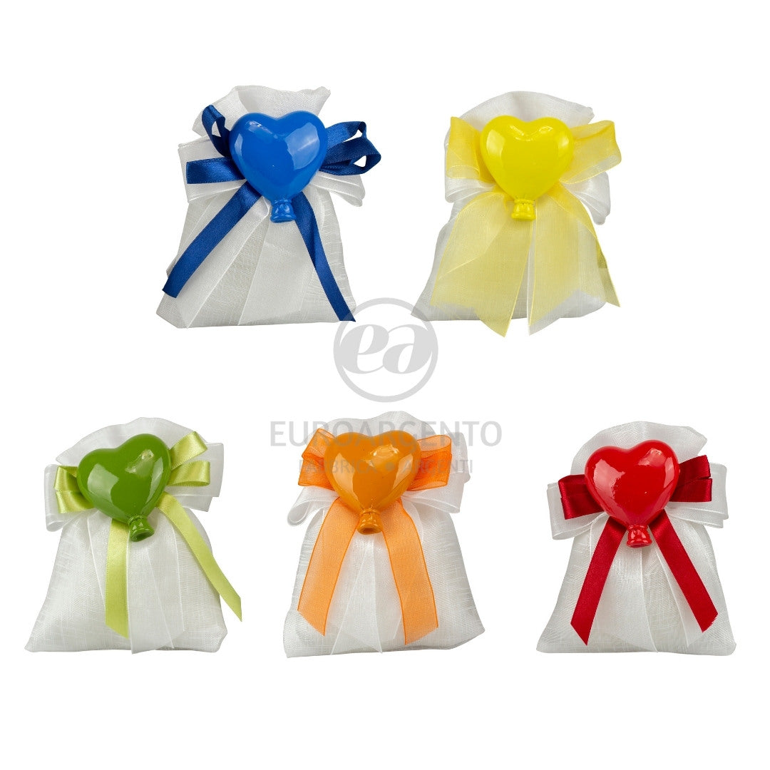 Sacchettino porta confetti con magnete palloncino cuore