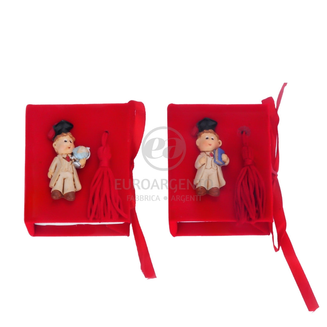 Scatolina porta confetti a libro laurea bimbo (rosso)