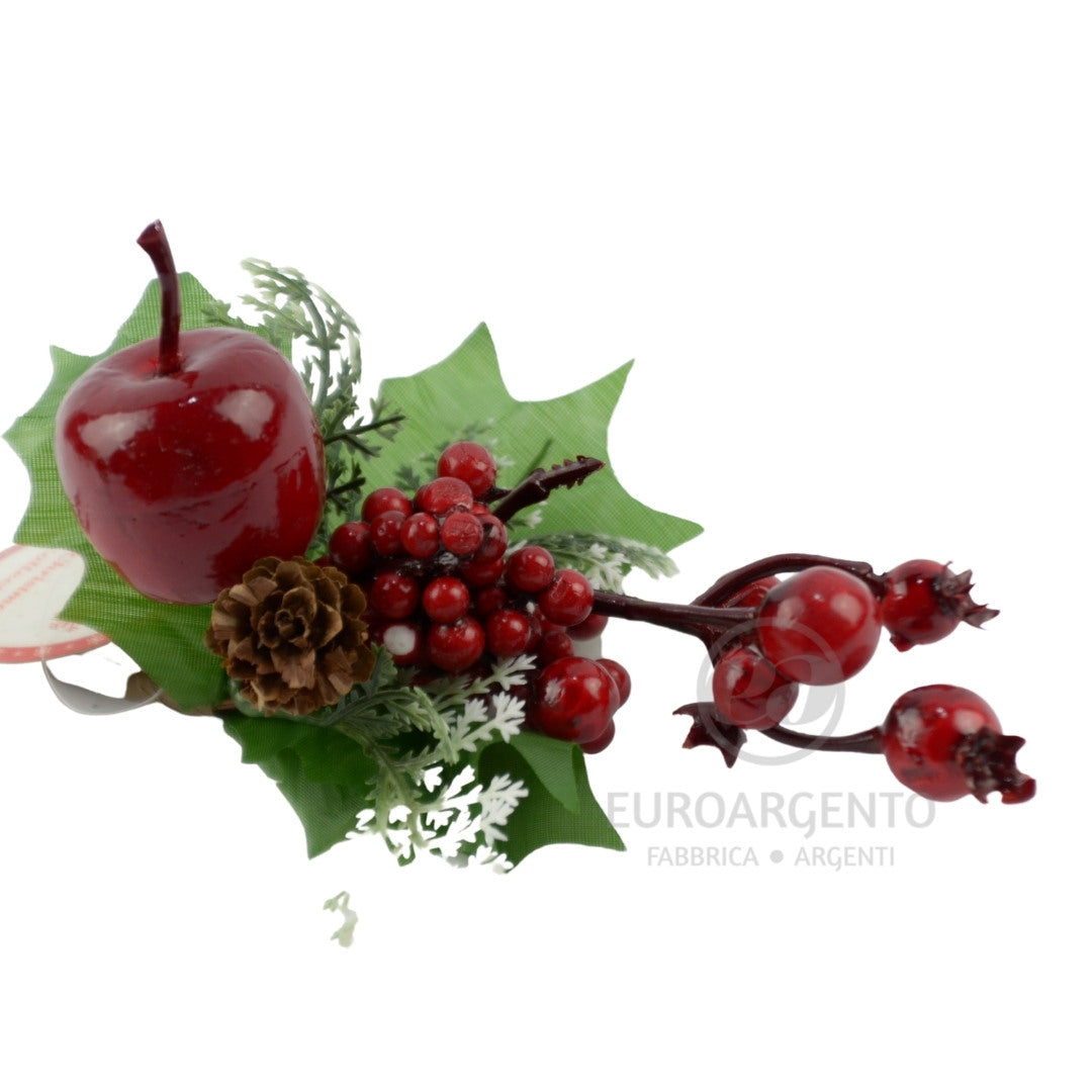 Stelo di bacche, mela e pigna