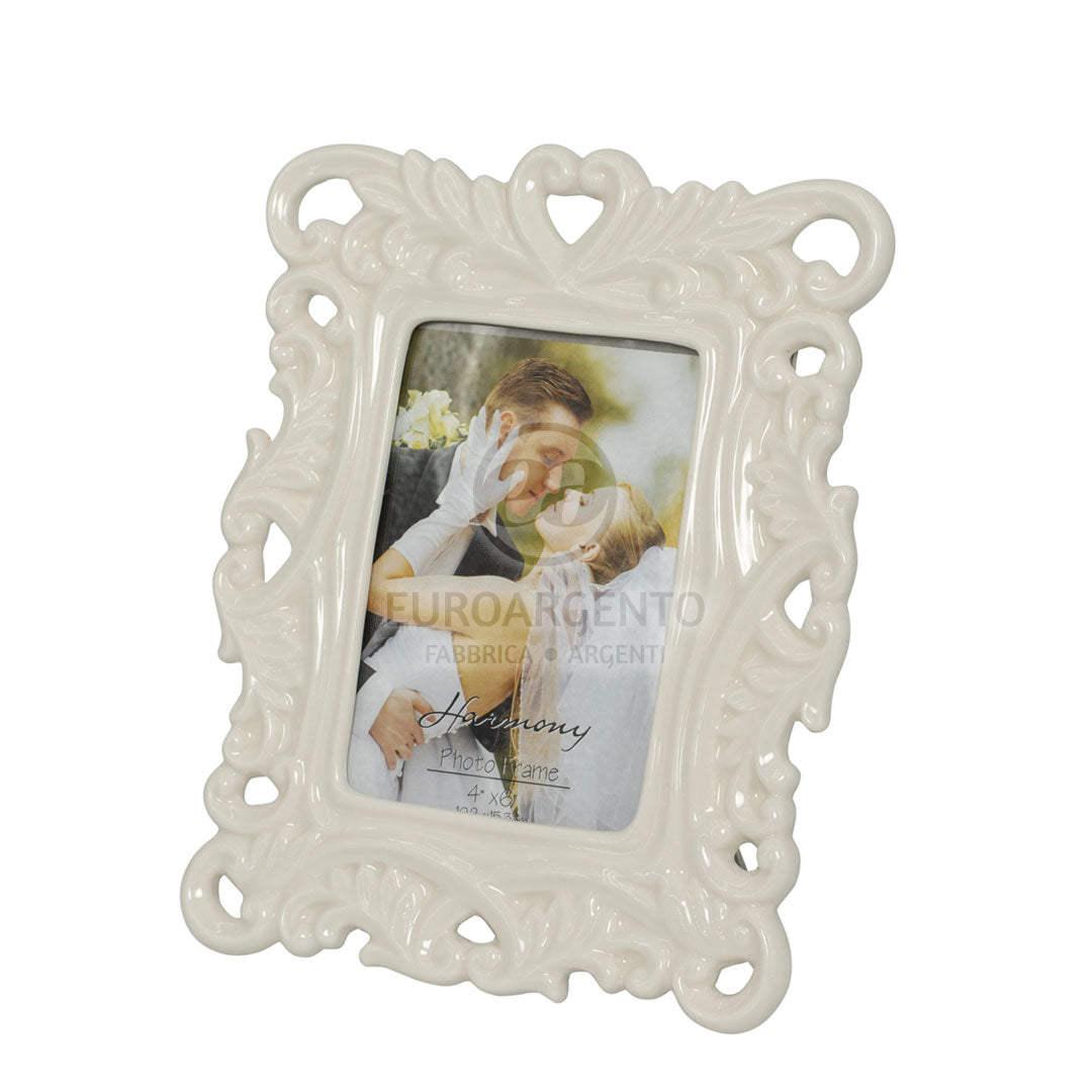 Porta foto traforato con cuori medio (bianco)