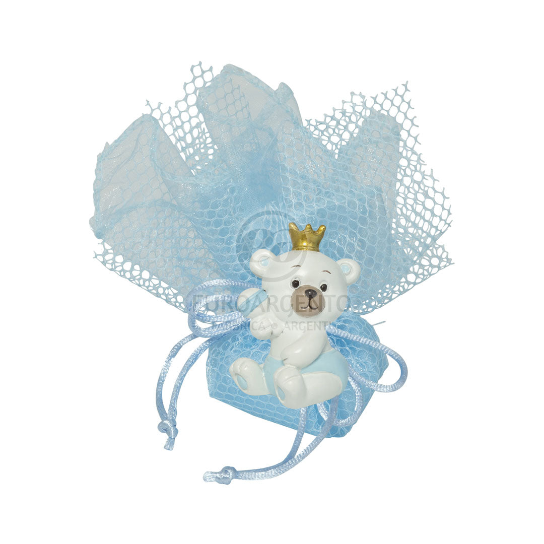Orsetto con Fazzoletto porta confetti (celeste)