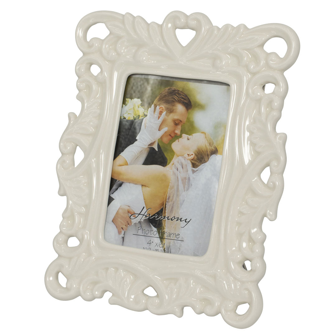 Porta foto traforato con cuori grande (bianco)