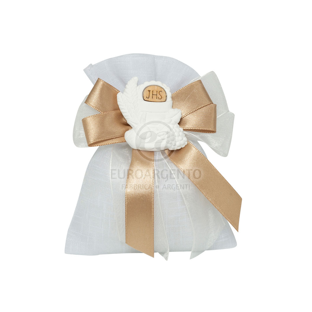 Sacchettino porta confetti con gessetto calice comunione (bianco)