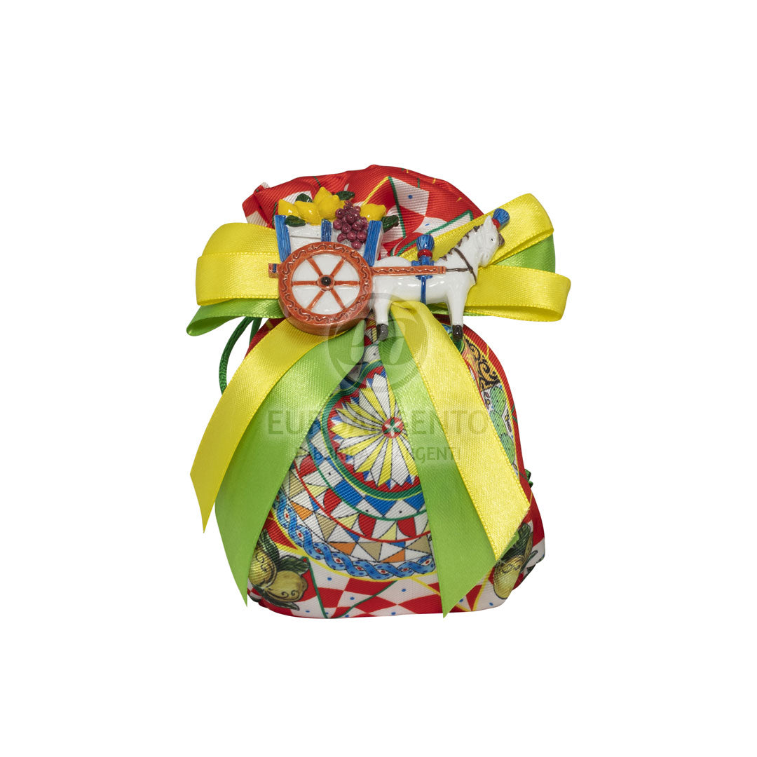 Magnete carretti siciliani con sacchetto maioliche (assortiti)
