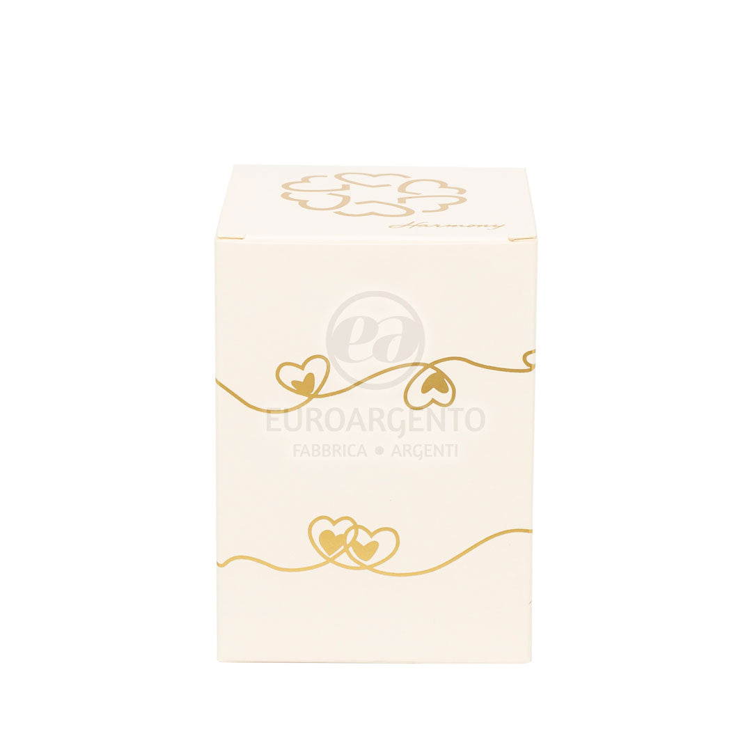 Porta candela oro con cuore bianco (grande)