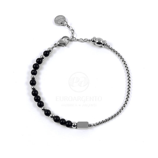 Bracciale uomo perle nere