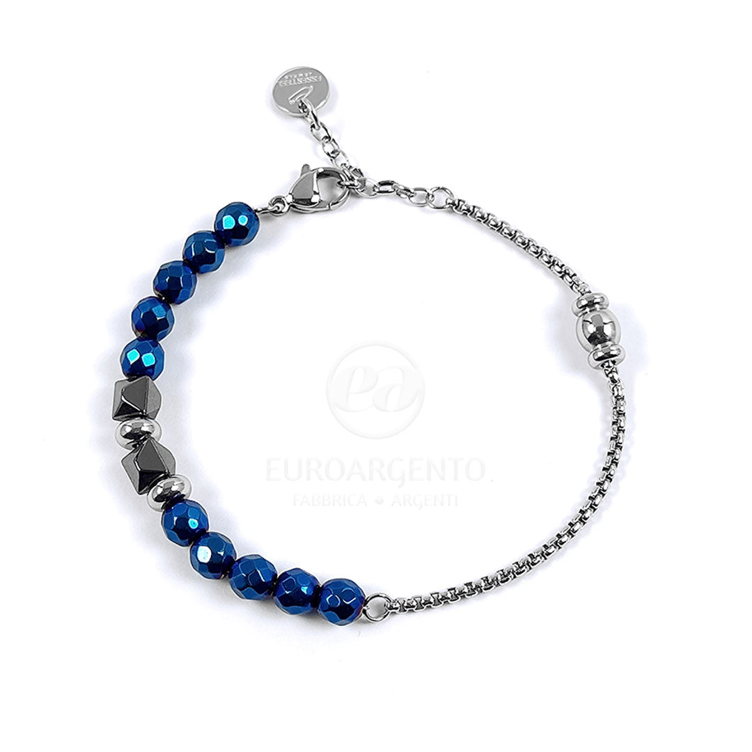 Bracciale uomo perle blu/nere