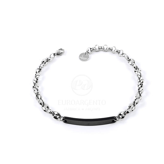 Bracciale con piastrina nera (personalizzabile)