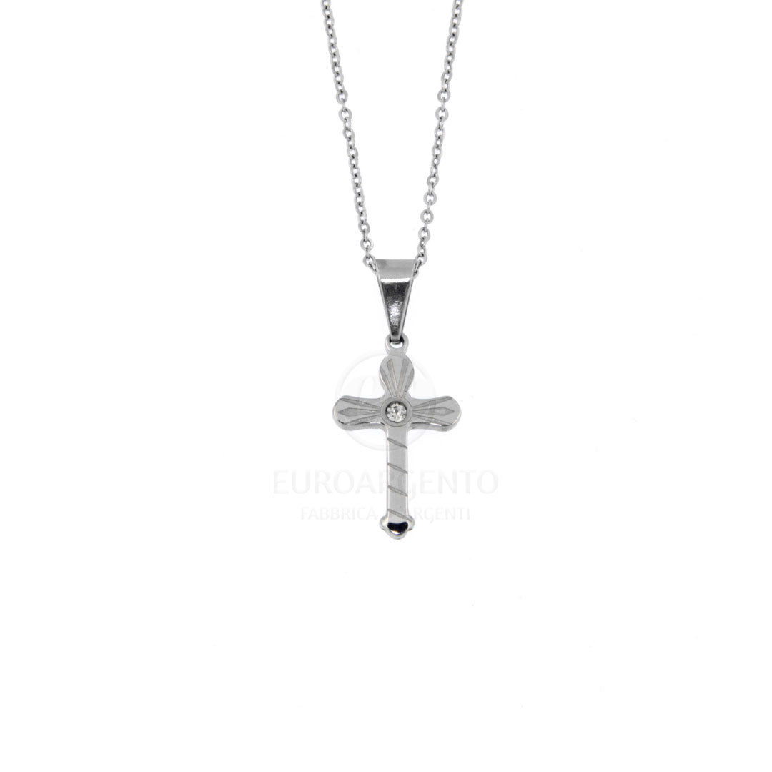 Collana croce zircone bianco