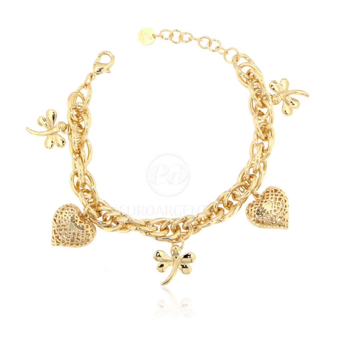 Bracciale con cuori e libellule