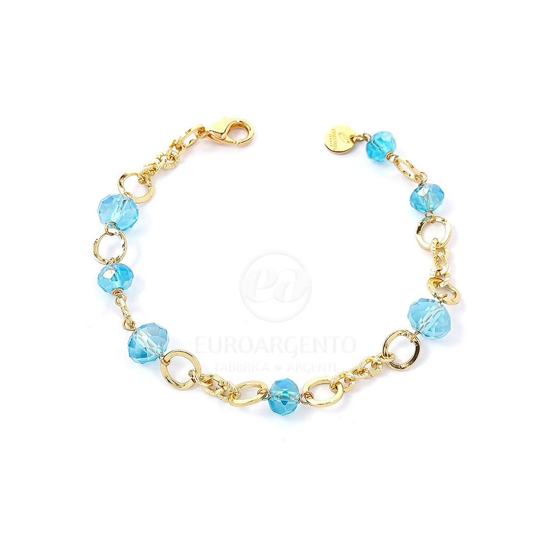 Bracciale in ottone con pietre azzurre