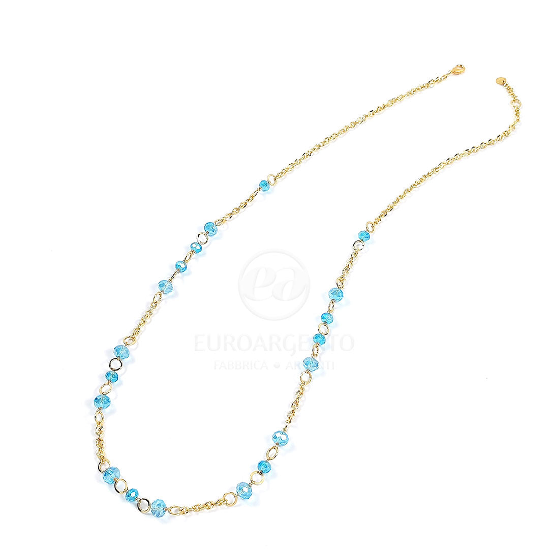 Collana in ottone con pietre azzurre