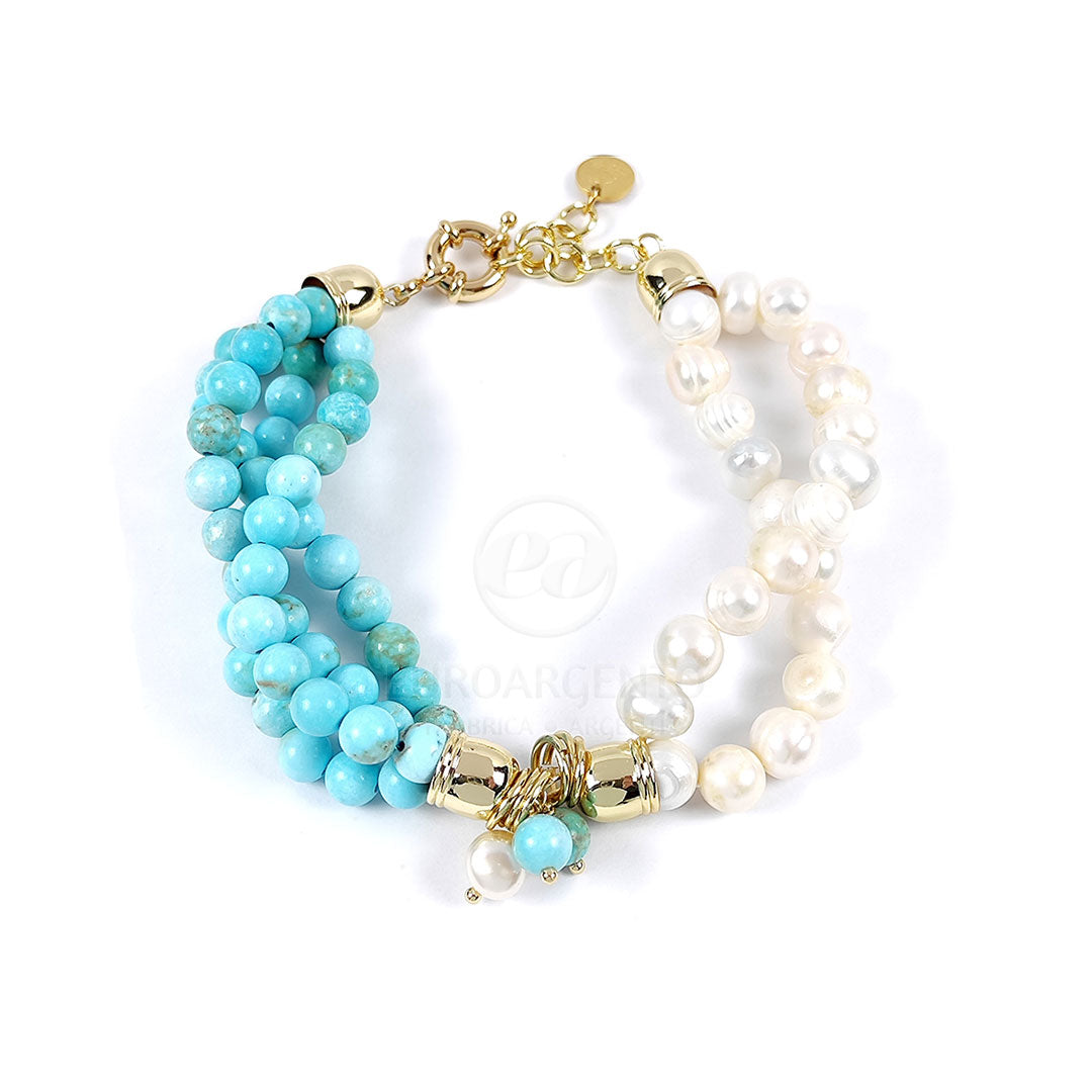 Bracciale con pietre blu e bianche